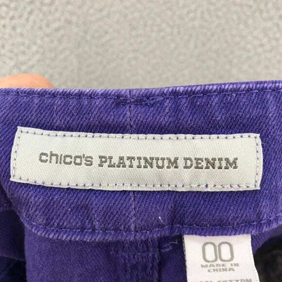 Chicos Jeans Womens 00 US 2 Purple Denim Platinum Ultimate Fit Cropped Stretch* - Picture 5 of 12